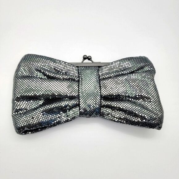 Lulu Townsend Gray Silver Metallic Chainmail Cocktail Evening Bag Clutch - Picture 1 of 7